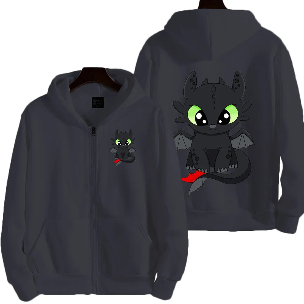 Toothless Cartoon Anime Hombre Zipper Sudadera Primavera