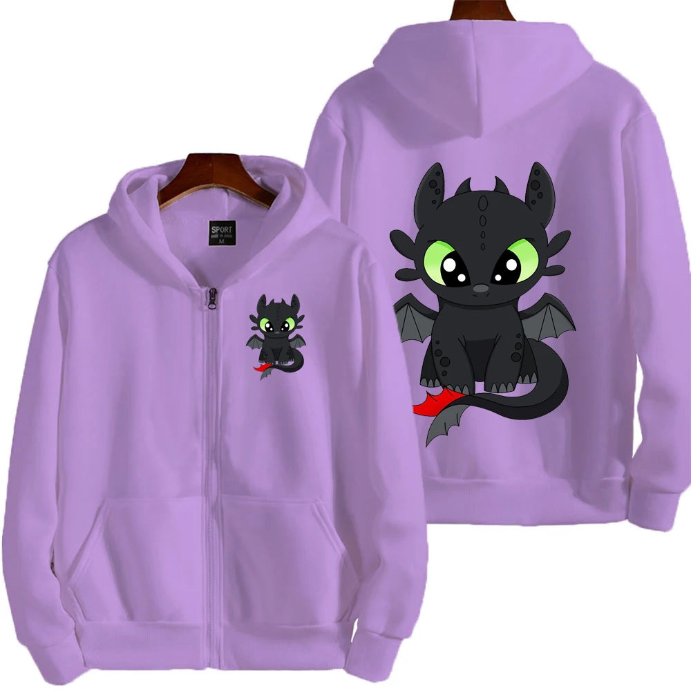 Toothless Cartoon Anime Hombre Zipper Sudadera Primavera