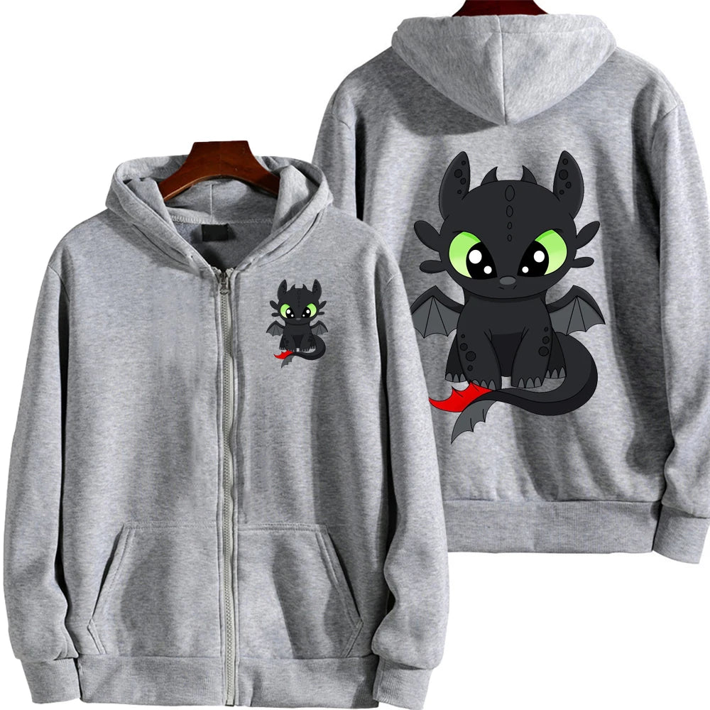 Toothless Cartoon Anime Hombre Zipper Sudadera Primavera
