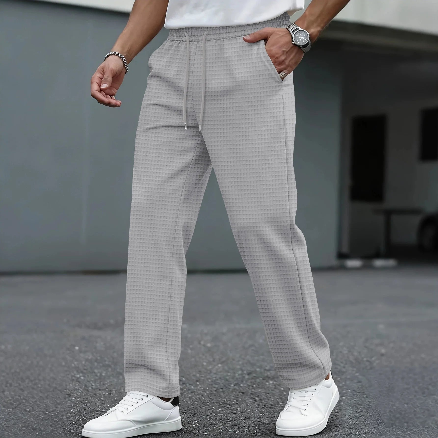 Pantalón Casual a Cuadros con Cordón