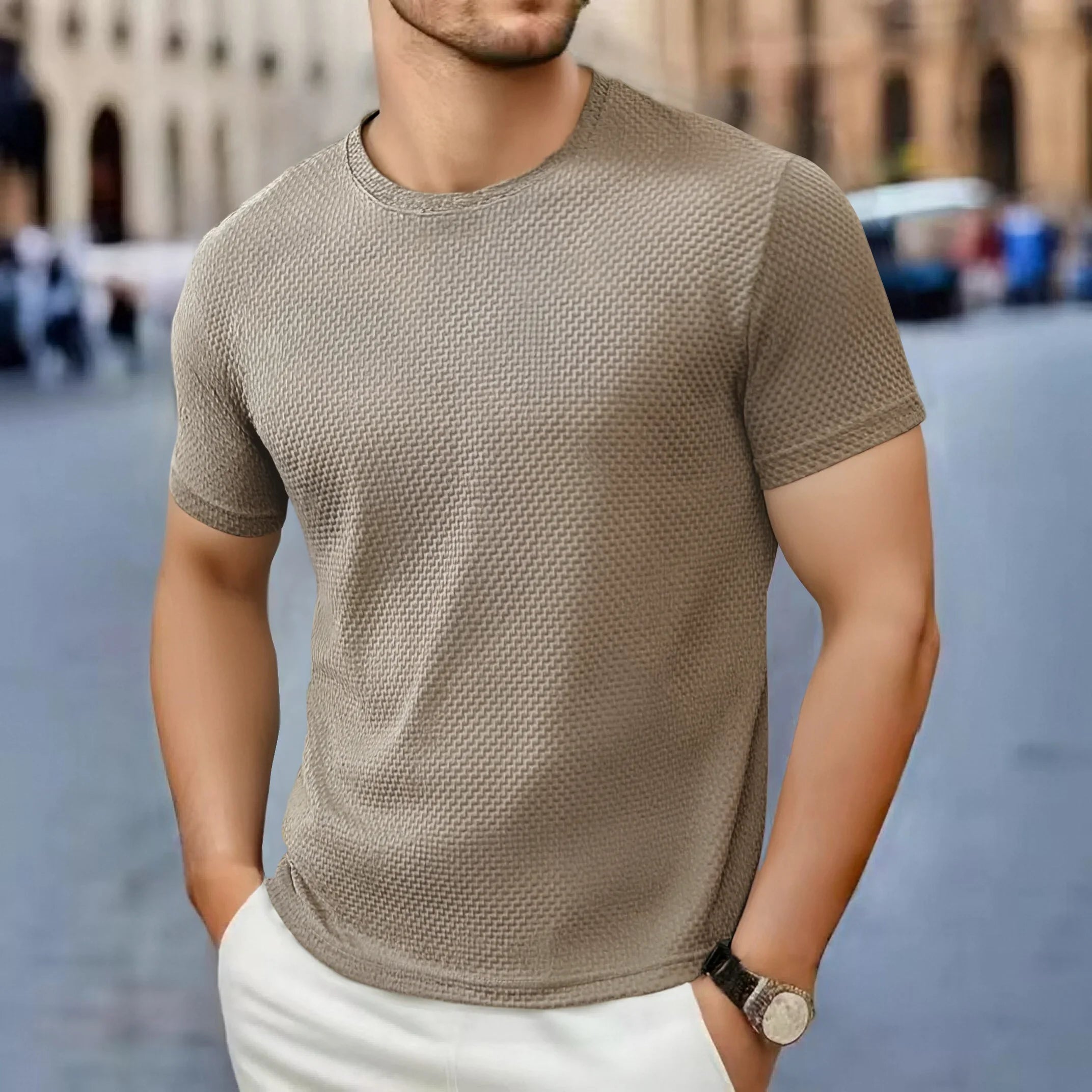 Remera Casual de Algodón Cuello Redondo