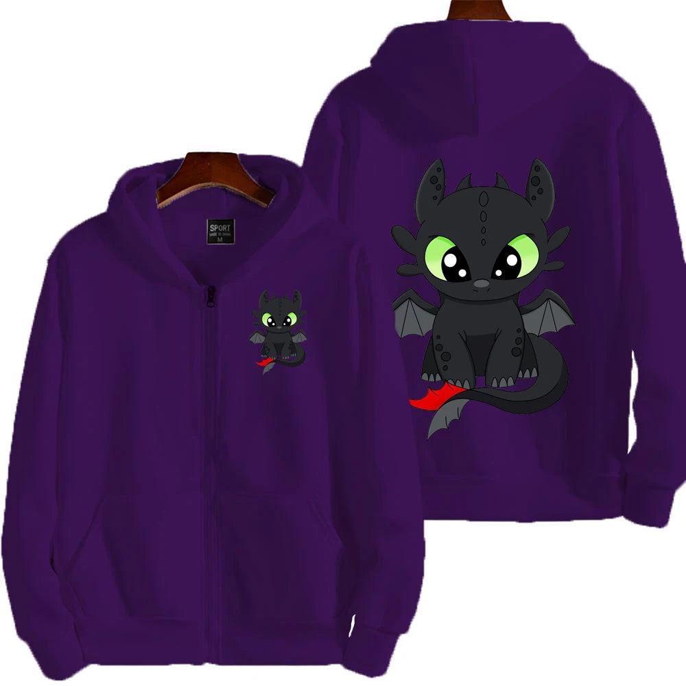 Toothless Cartoon Anime Hombre Zipper Sudadera Primavera