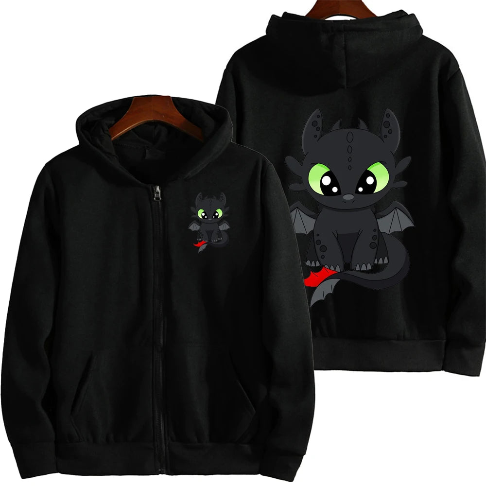 Toothless Cartoon Anime Hombre Zipper Sudadera Primavera