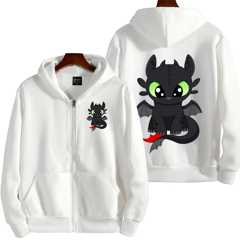Toothless Cartoon Anime Hombre Zipper Sudadera Primavera