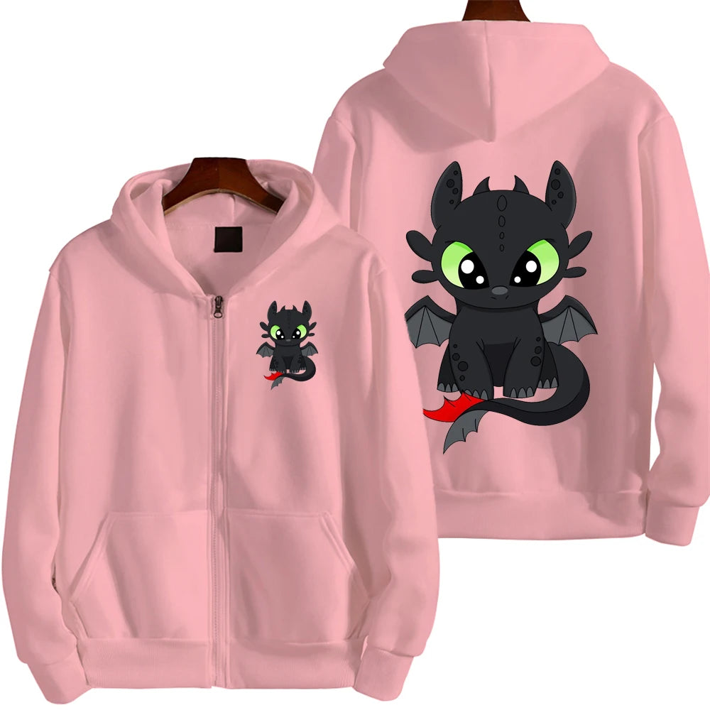 Toothless Cartoon Anime Hombre Zipper Sudadera Primavera