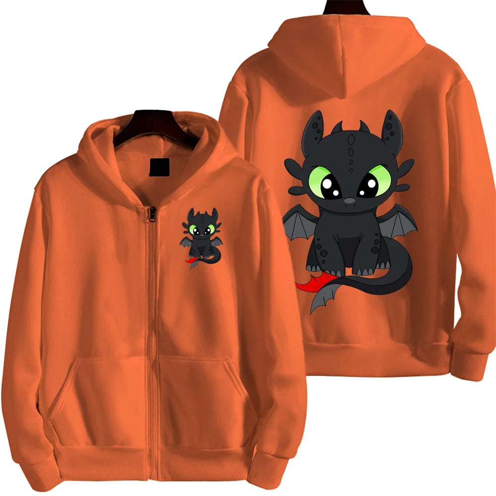 Toothless Cartoon Anime Hombre Zipper Sudadera Primavera