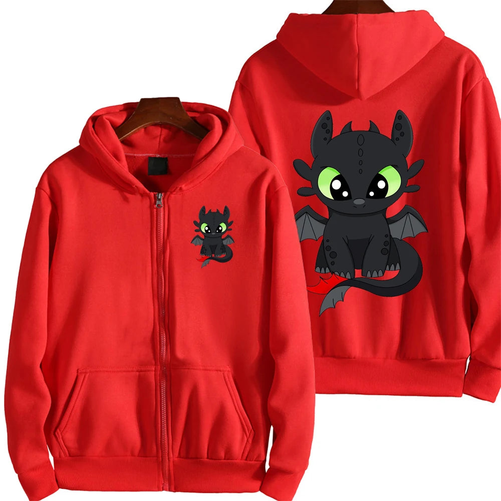 Toothless Cartoon Anime Hombre Zipper Sudadera Primavera