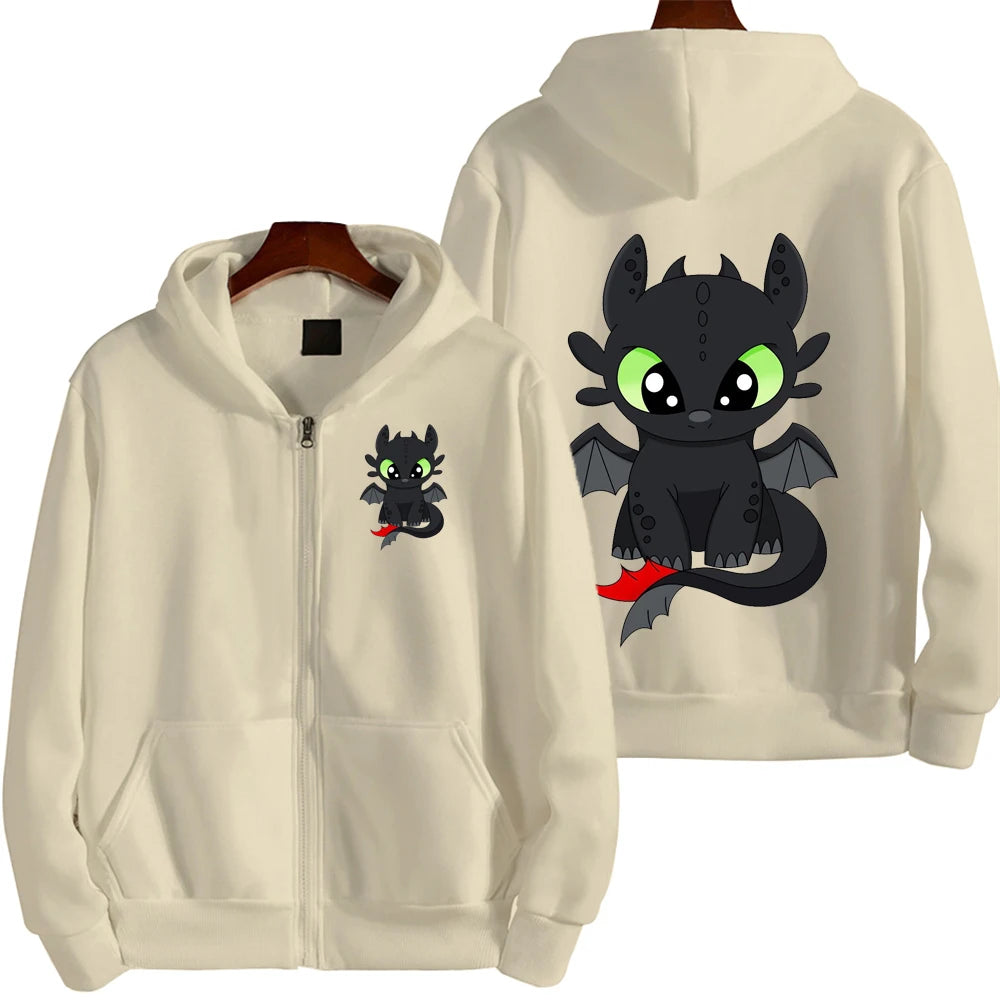 Toothless Cartoon Anime Hombre Zipper Sudadera Primavera