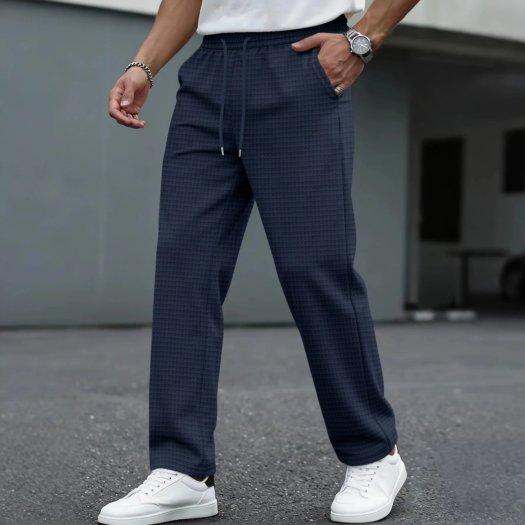Pantalón Casual a Cuadros con Cordón