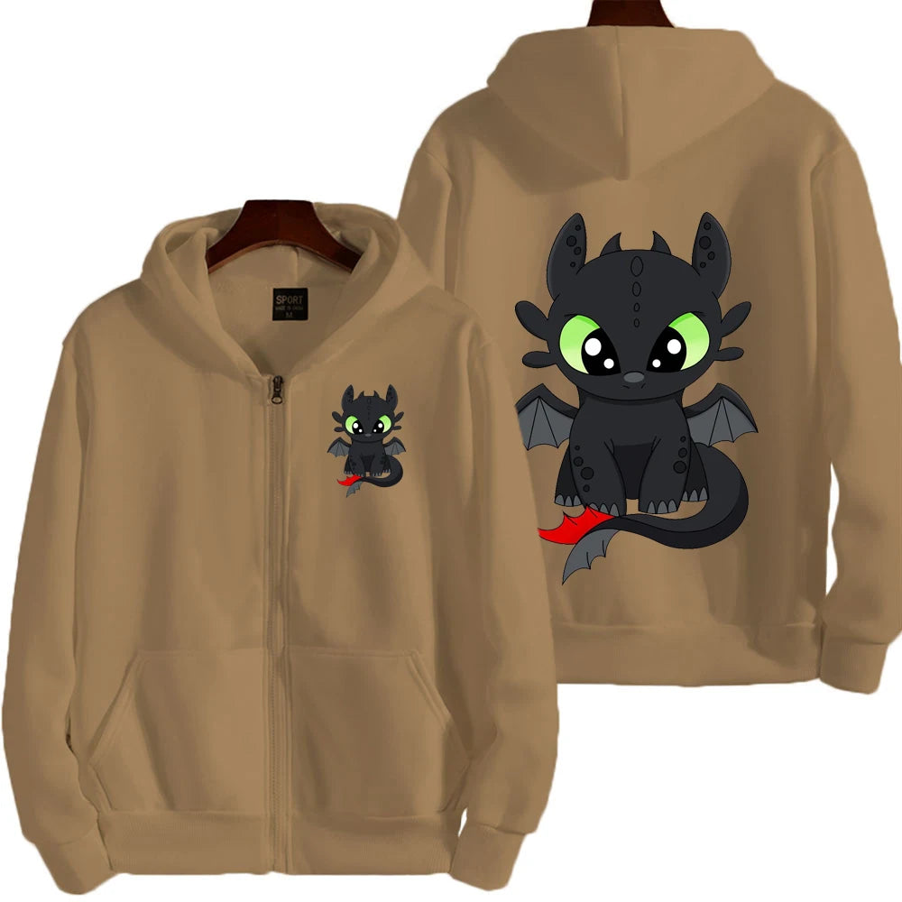 Toothless Cartoon Anime Hombre Zipper Sudadera Primavera