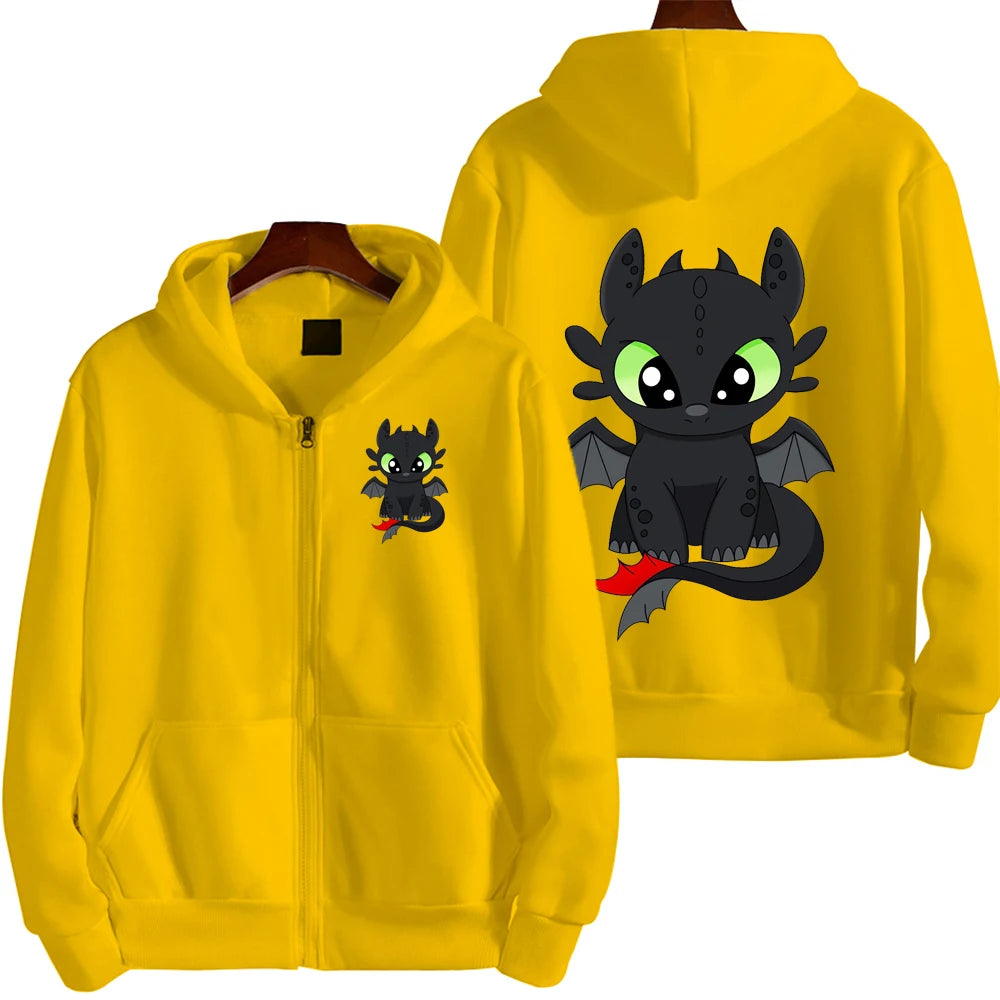 Toothless Cartoon Anime Hombre Zipper Sudadera Primavera