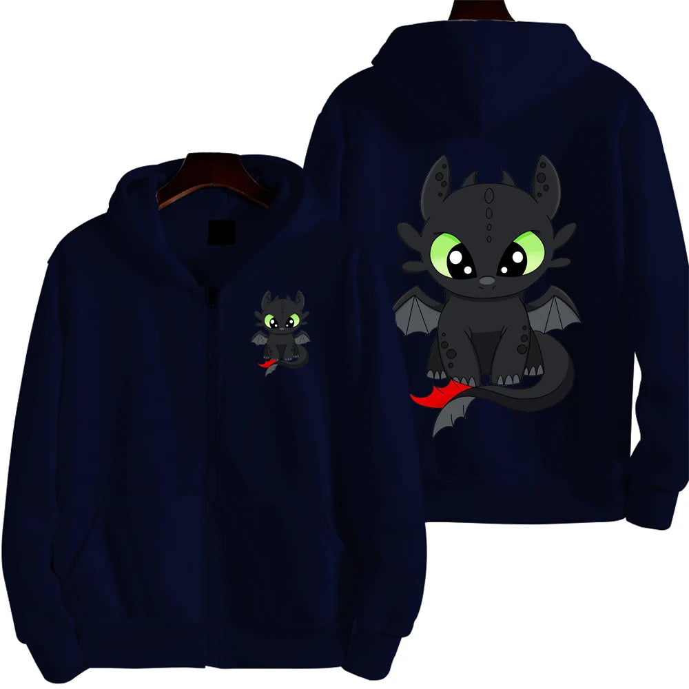 Toothless Cartoon Anime Hombre Zipper Sudadera Primavera