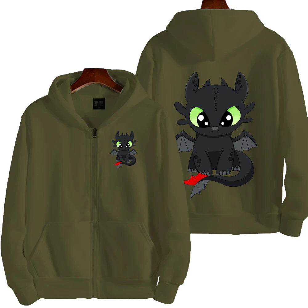 Toothless Cartoon Anime Hombre Zipper Sudadera Primavera