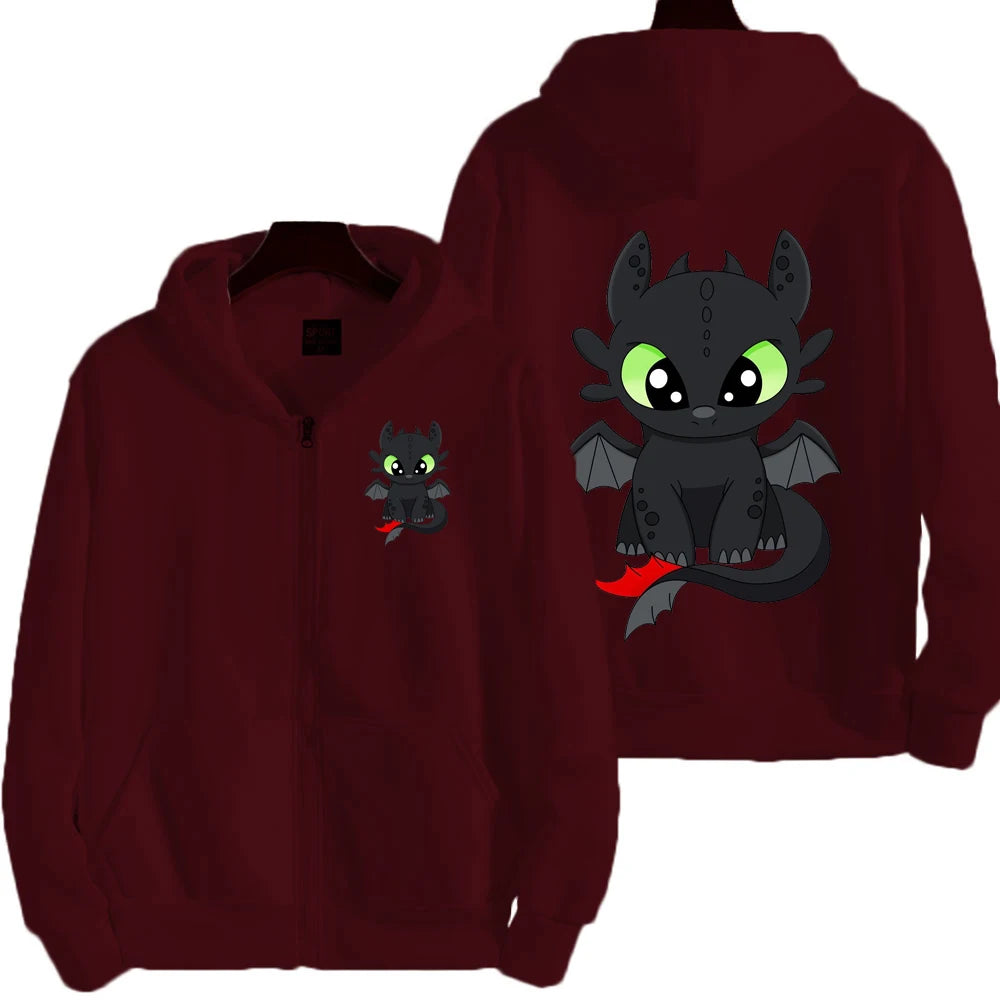 Toothless Cartoon Anime Hombre Zipper Sudadera Primavera