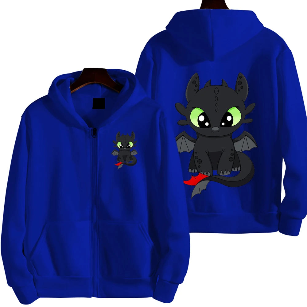 Toothless Cartoon Anime Hombre Zipper Sudadera Primavera