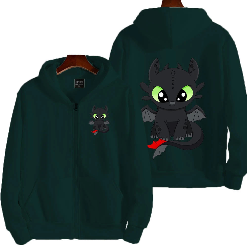 Toothless Cartoon Anime Hombre Zipper Sudadera Primavera