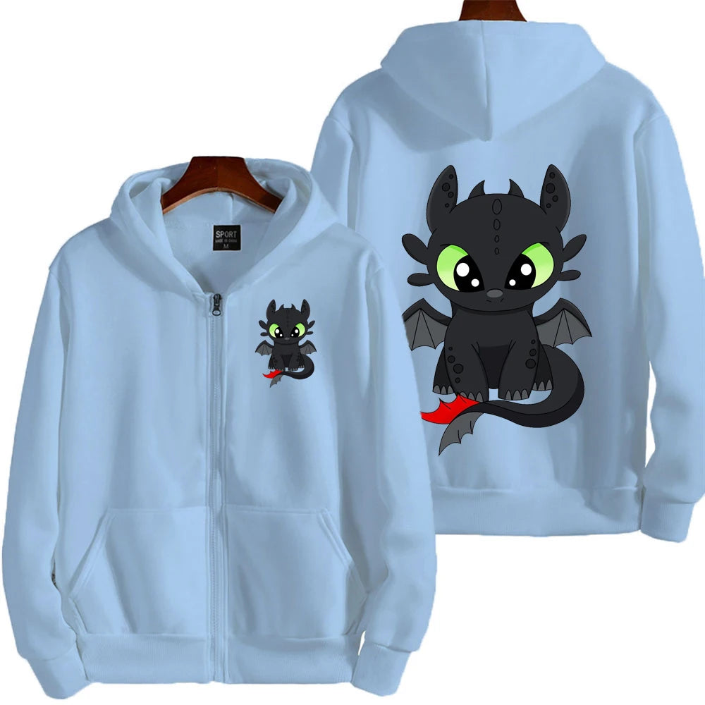 Toothless Cartoon Anime Hombre Zipper Sudadera Primavera